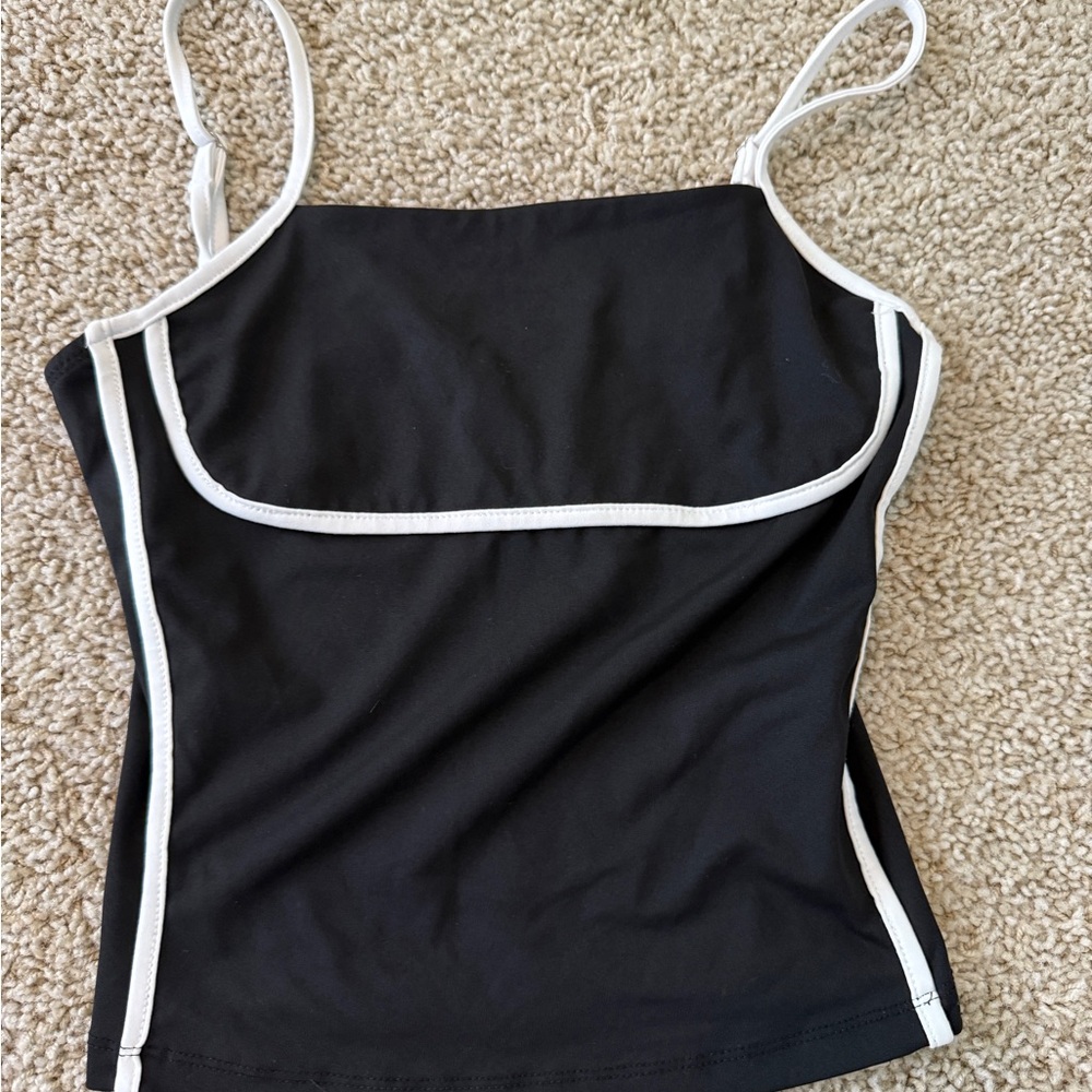 Black Tank Top with White Trim
